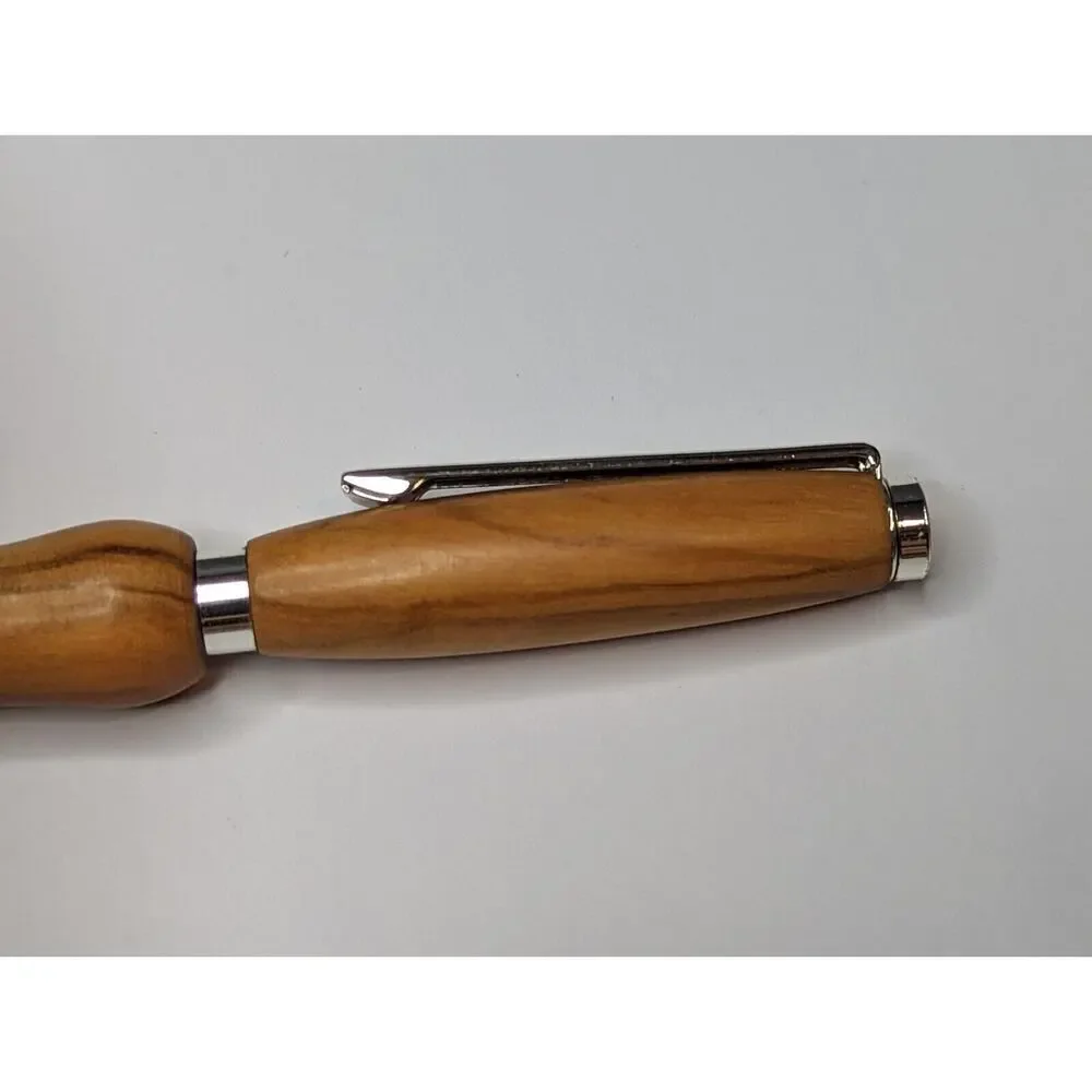 Slimline Twist Pen Silver Finish English Elm Body Hand turned‎ Pen